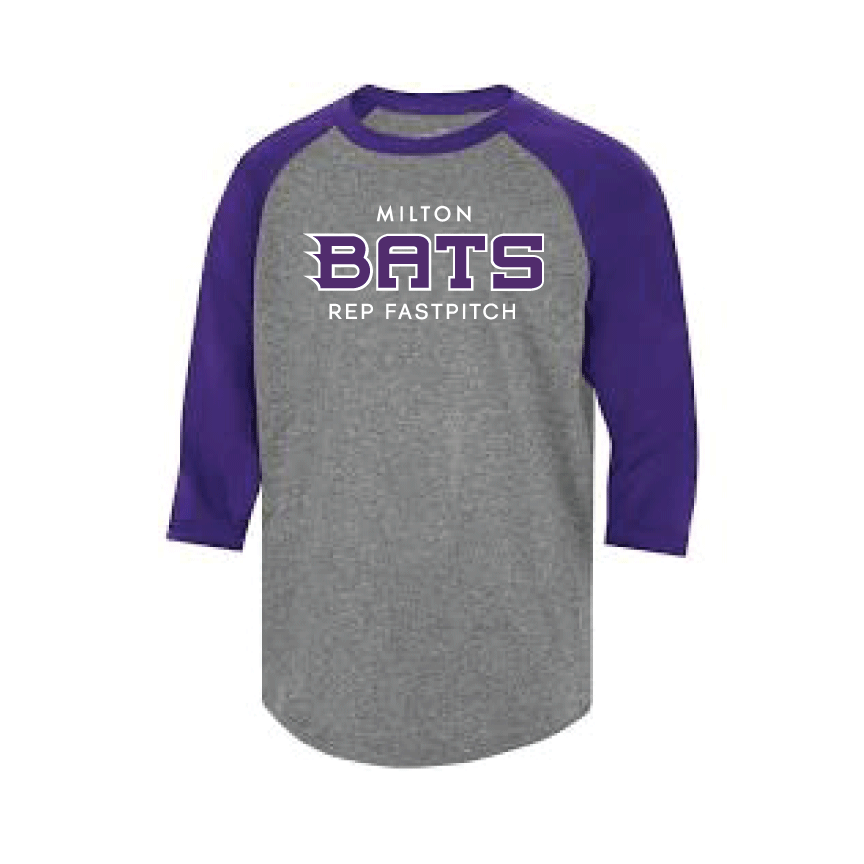 MILTON BATS BASEBALL 3/4 DRI FIT TSHIRT