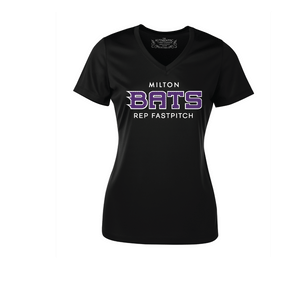 MILTON BATS LADIES VNECK DRI FIT TSHIRT