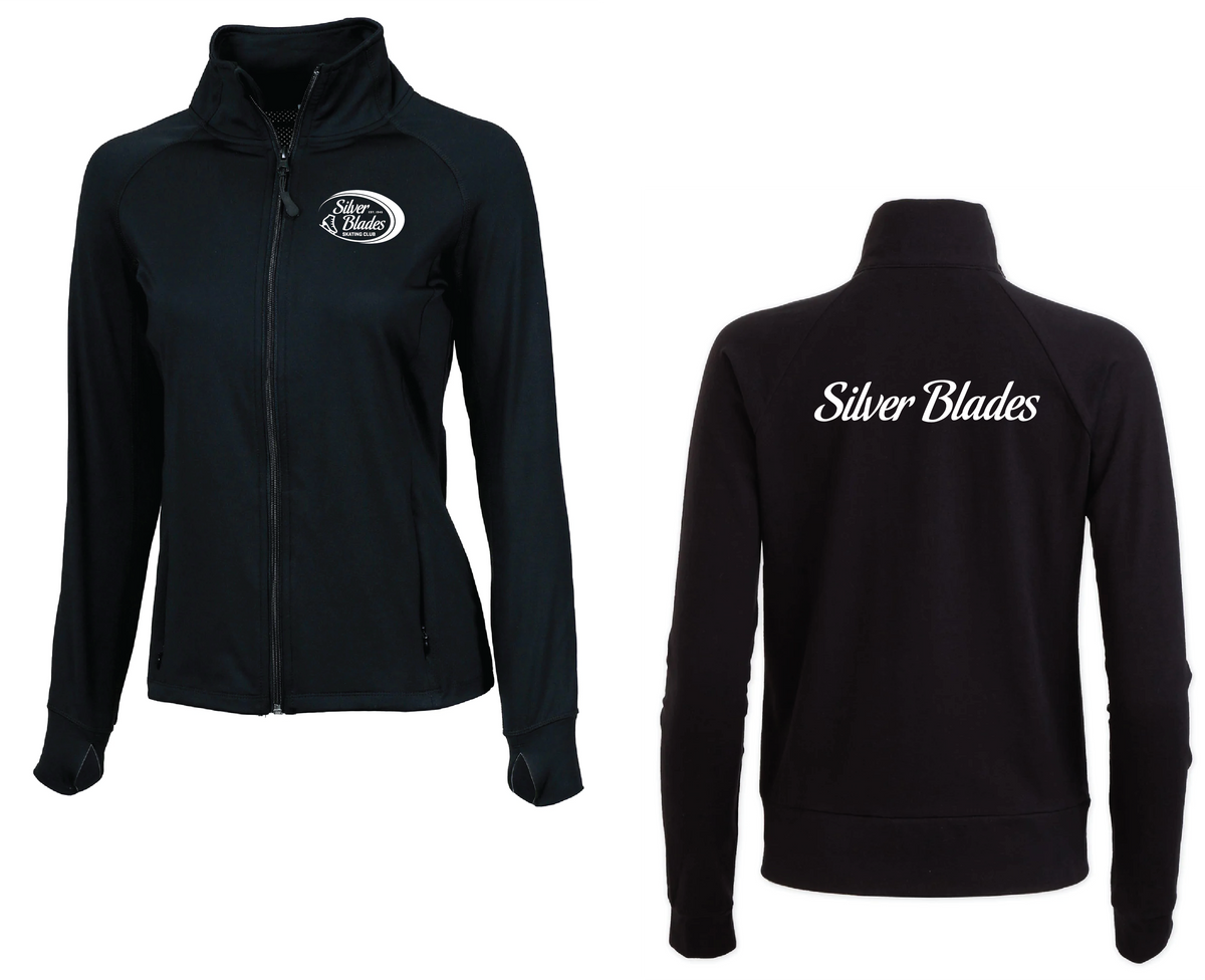 SILVER BLADES - FITTED YOGA JACKET (WHITE LOGO)